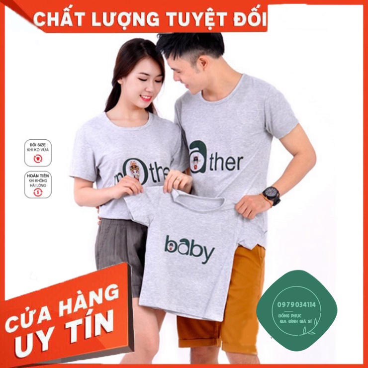 Áo gia đình Áo đôi bố mẹ và bé Thun cotton dày dặn - Màu xám GD0044XA