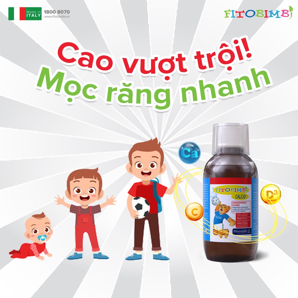 Bổ Sung Canxi Vitamin D FITOBIMBI Calcio Giúp Bé Phát Triển Chiều Cao Xương Răng Chắc Khỏe