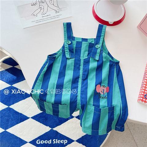[Babycat] Hàng Có Sẵn Quần Yếm Ngắn Mỏng Kẻ Sọc Màu Xanh Dương Phong Cách Nhật Bản Hàn Quốc Thời Trang Mùa Hè Cho Bé Trai