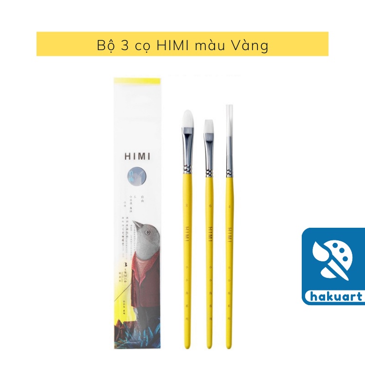 Bộ Cọ vẽ màu nước HIMI, Gouache, Acrylic bộ 3 cây - Họa Cụ Hakuart