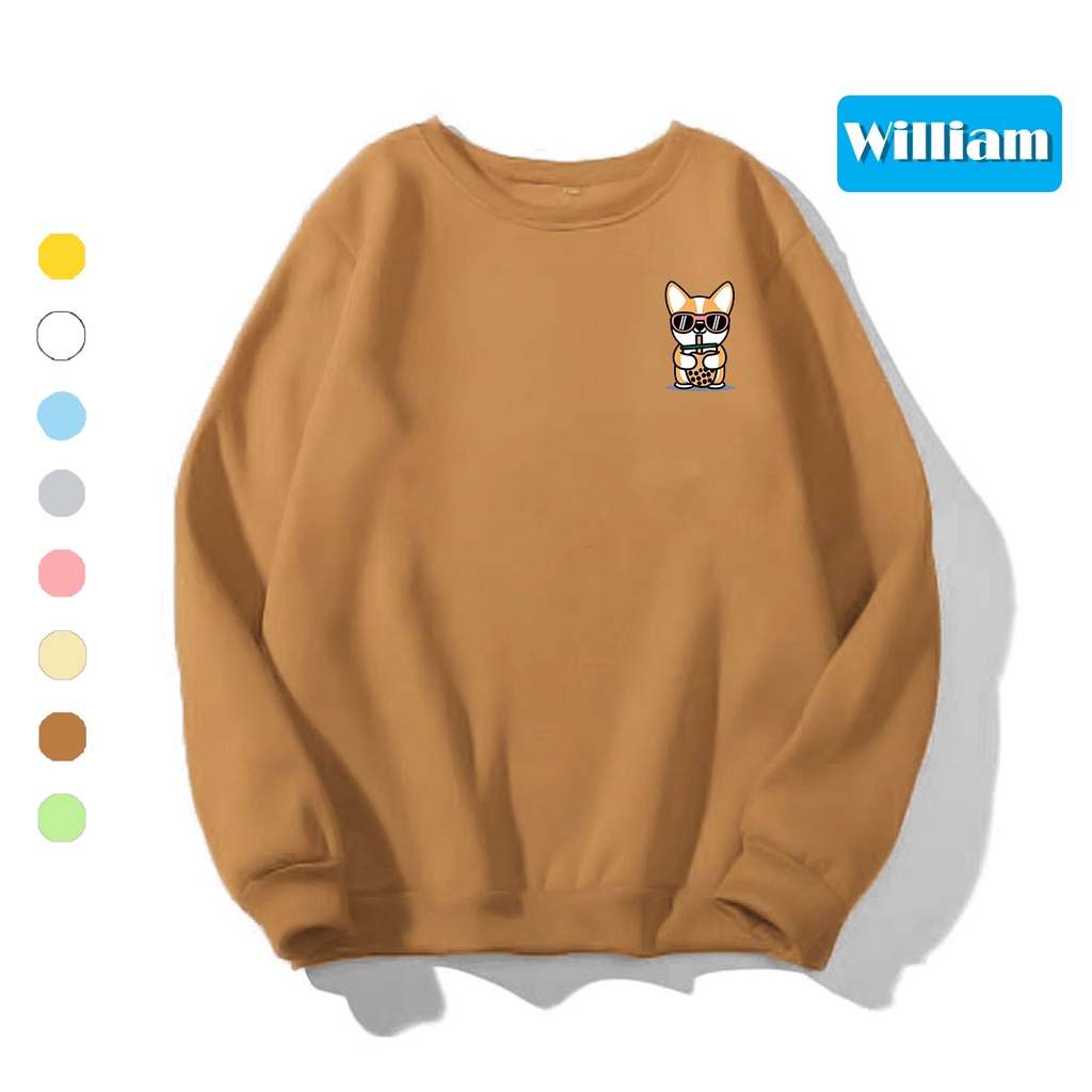 Áo sweater nam nữ in hình Cún cực cute chất nỉ dày dặn, hợp làm áo cặp William - DS196