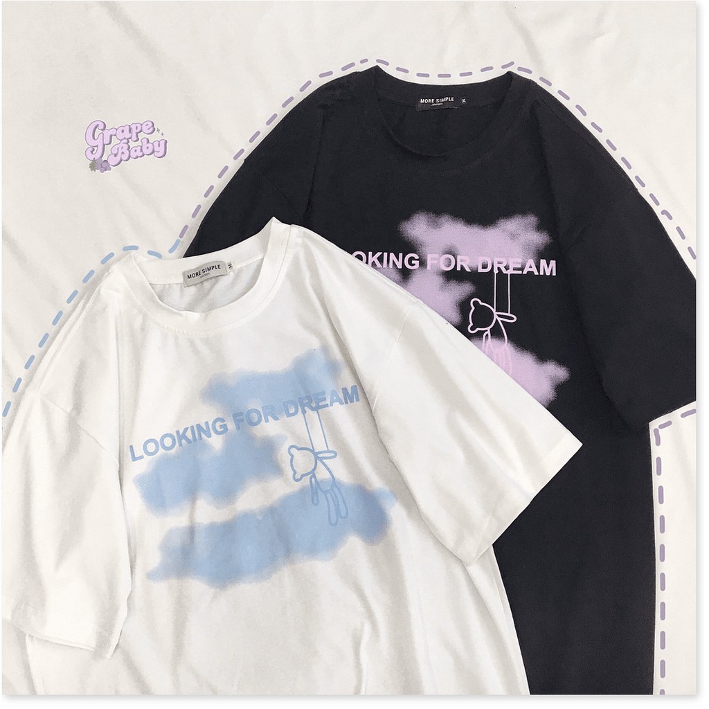 Áo Thun Tay Lỡ LOOKING FOR DREAM Form Rộng Ulzzang Unisex AQA1807 24 vuhuyenstore