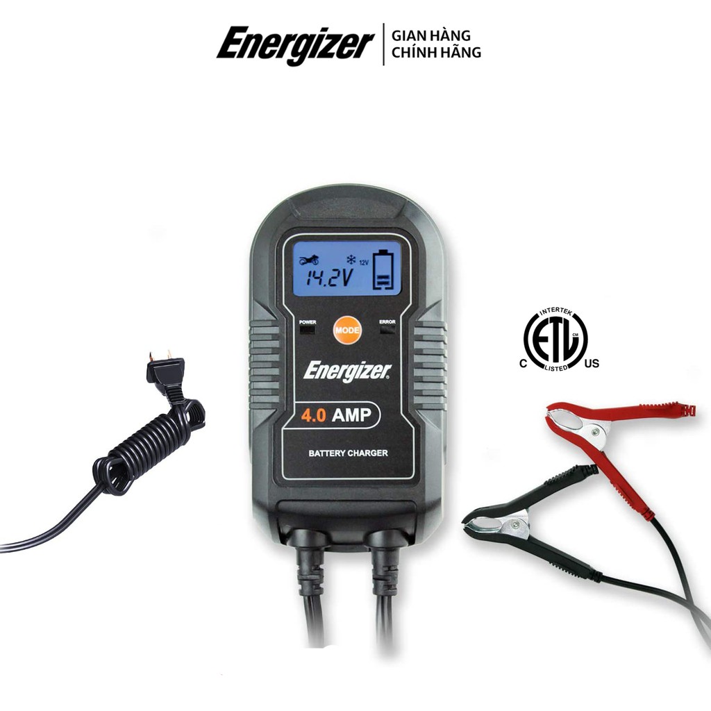 Bộ sạc bình Acquy, di động tự ngắt màng hình LCD thông minh Energizer dòng điện 6V - 12V model ENC4A