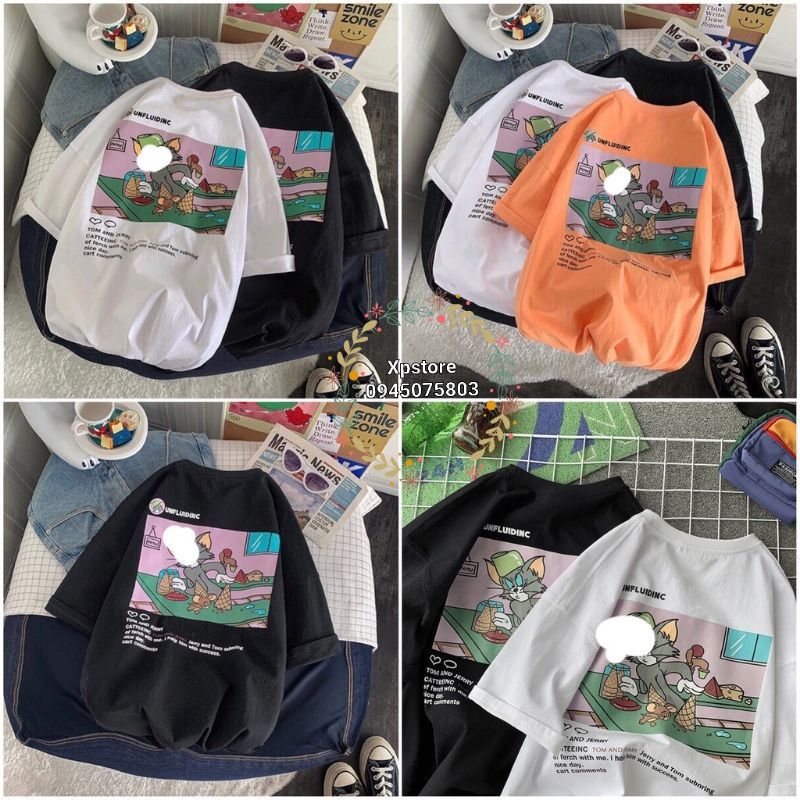 Xpstore Áo Thun Tay Lỡ Unisex Hoạt Hình T.O.M form đẹp (Ảnh thật)