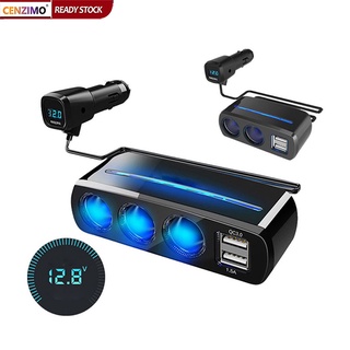Củ sạc nhanh với 2 cổng usb và 3 cổng usb 3.1a có đèn và màn hình hiển thị điện áp cho xe hơi
