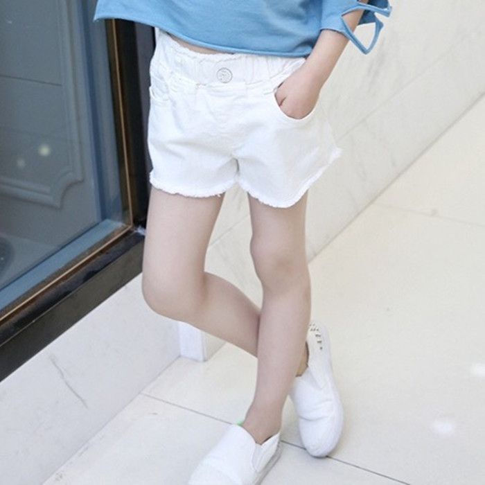Quần short denim cho bé gái mùa hè, quần ba điểm cotton trẻ em, quần đùi mùa hè cho bé, quần rộng thoáng khí nóng