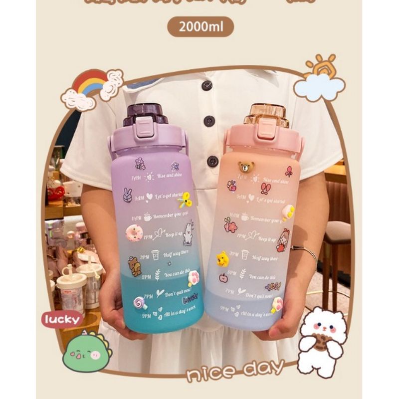 Bình đựng nước 2 lít chia vạch nhắc uống nước