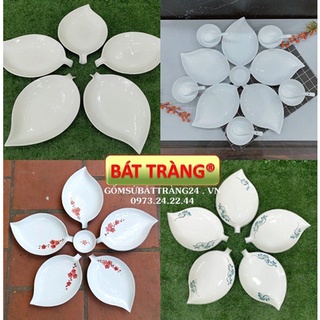 BÁT ĐĨA SỨ BÀY MÂM CỖ ĐẸP BỘ CHÉN DĨA ĂN TRẮNG HÌNH HOA
