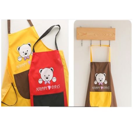 Tạp dề nấu ăn pha chế hình gấu cute hàn quốc chống thấm nước - GDAH
