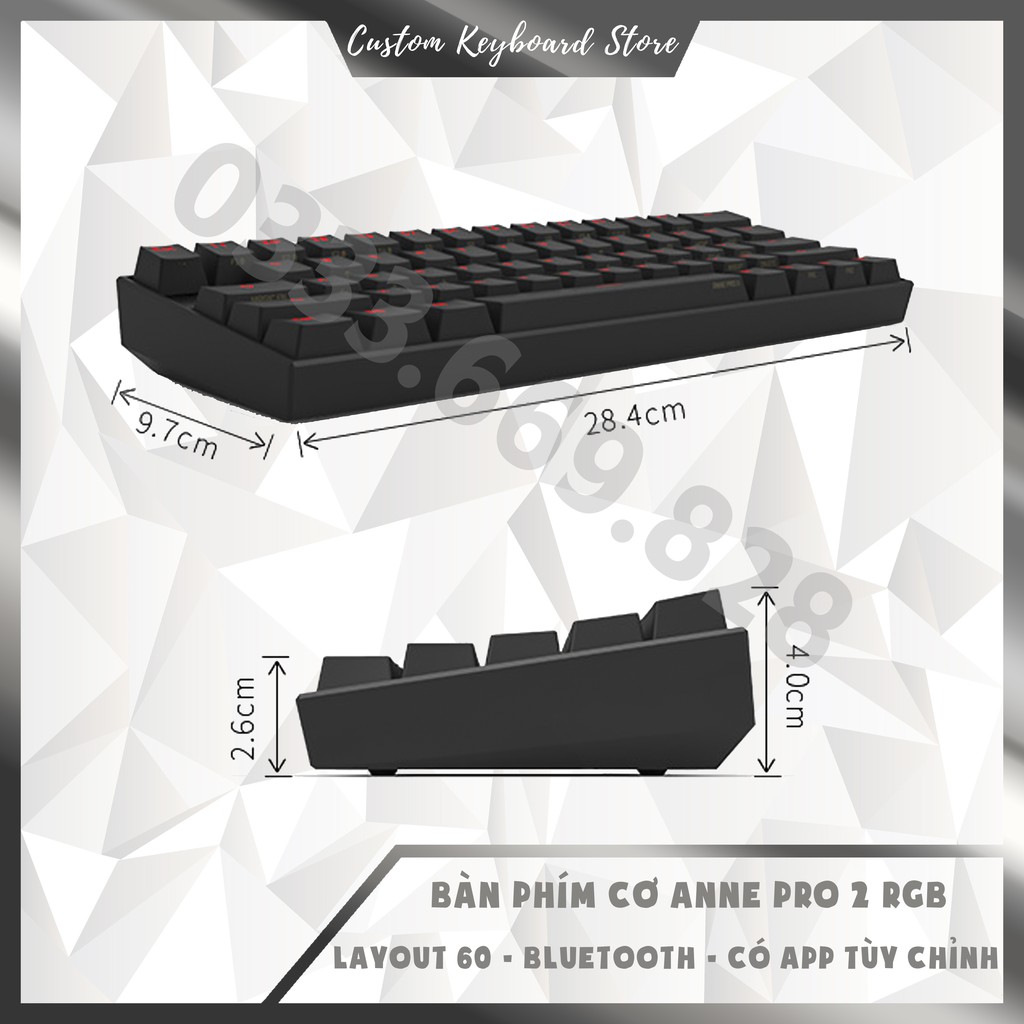 Bàn Phím Cơ 60% Anne Pro 2 - Led RGB 16.8tr Màu - Bluetooth 4.0 - App Tùy Chỉnh Cực Xịn | BigBuy360 - bigbuy360.vn