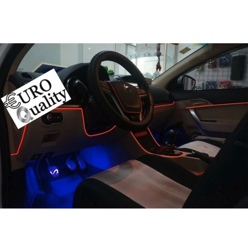 Đèn Led đổi màu trang trí viền nội thất nội thất ô tô (có remote và 4 m dây quang)