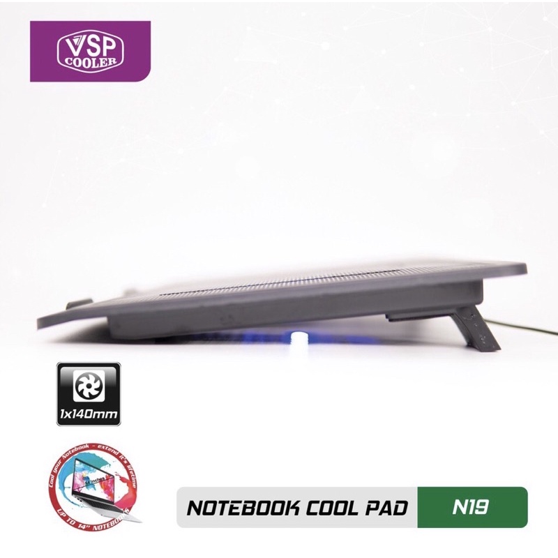 Đế Tản Nhiệt Laptop Cooler N19 1FAN * 14CM bảo hành 6 tháng