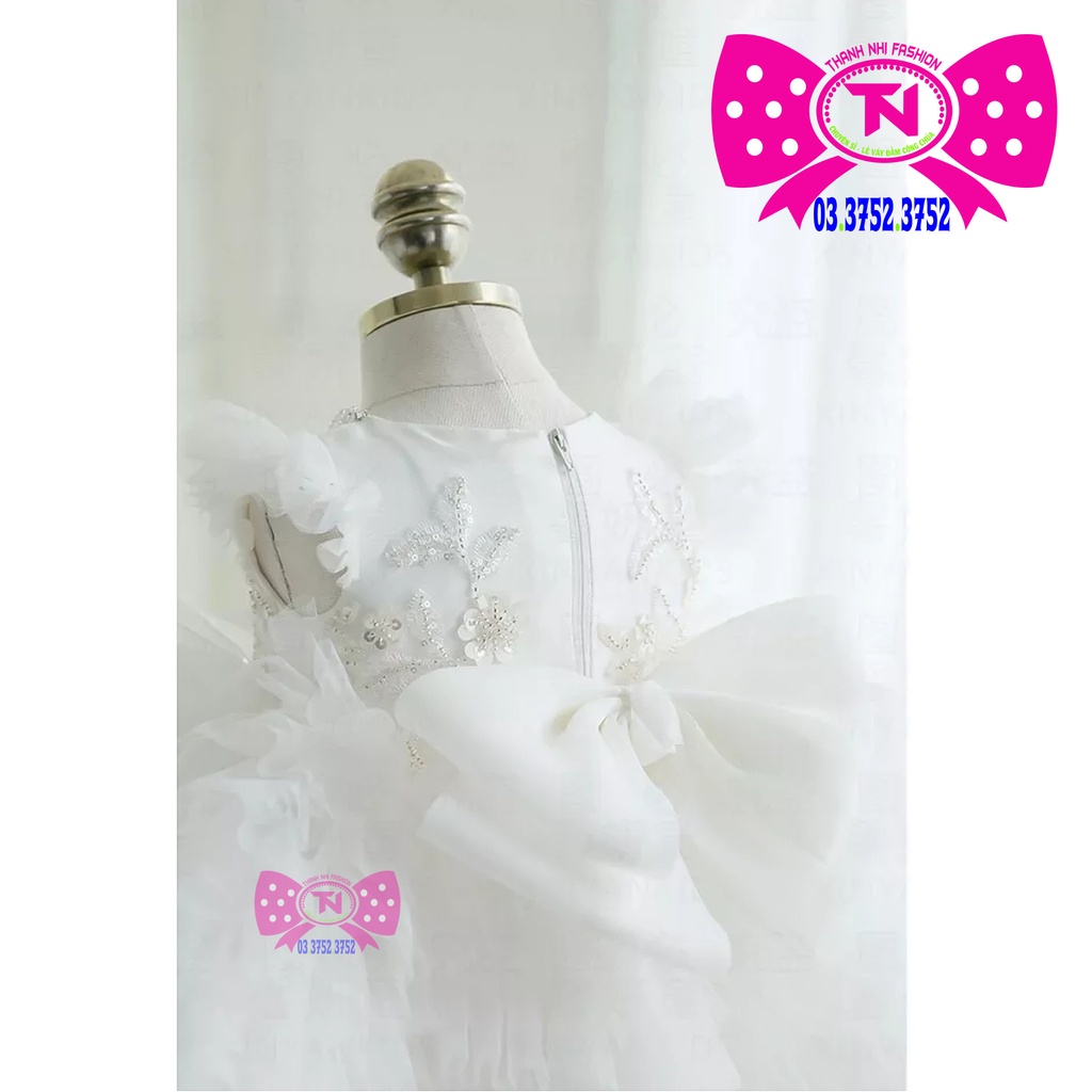 Váy Bé Gái Trắng Kết Cườm Hàng Thiết Kế Cao Cấp - Váy Công Chúa Thanh Nhi TN1742022001