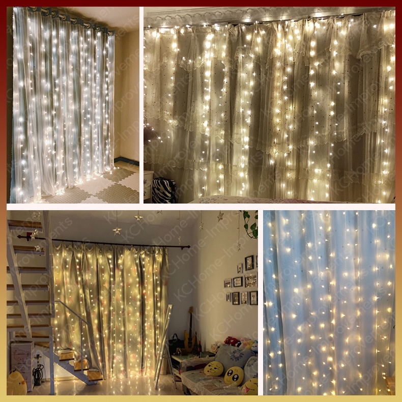 Dây đèn Led Rèm 8 CHẾ ĐỘ, Trang Trí Nhà Cửa, Decor Quầy Bar Lung Linh, Có Điều Khiển Từ Xa Tiện Lợi, KC Home