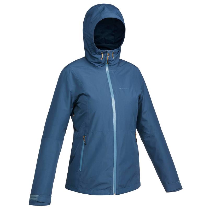 Á́o khoác leo núi trekking 3 trong 1 rainwarm Decathlon Forclaz 500 cho nữ - xanh dương