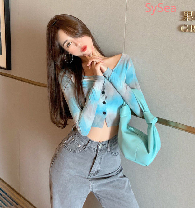 Áo Croptop Dệt Kim Tay Dài Thời Trang Mùa Hè Cho Phái Nữ