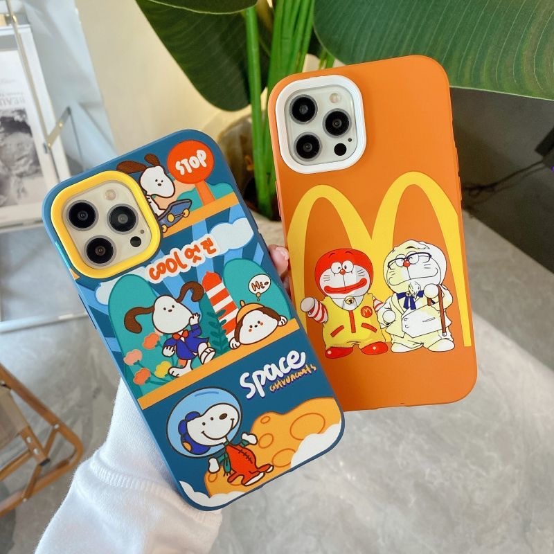 Ốp điện thoại silicon dày chống sốc hình Snoopy 3 trong 1 cho iPhone 12 11 XR X XS Max 78plus | BigBuy360 - bigbuy360.vn
