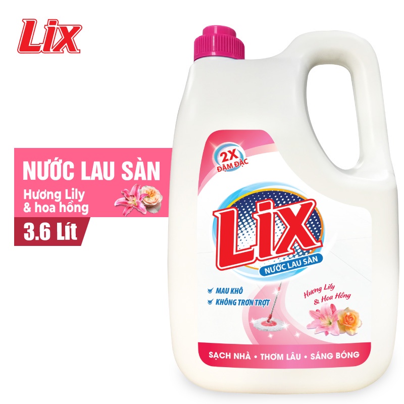 Nước Lau Sàn Lix Hương Lily Và Hoa Hồng 3.6 Lít LH360 Thơm Mát Sạch Sáng Bóng An Toàn