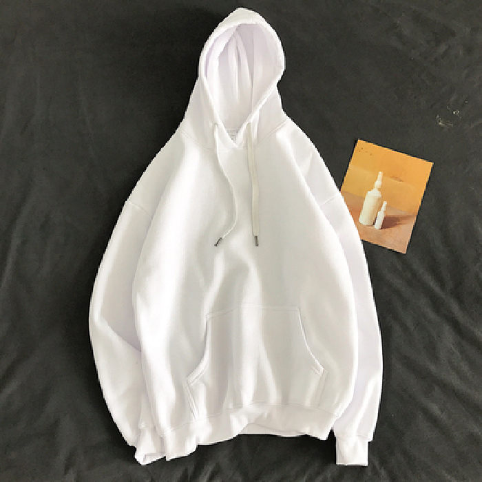 Áo hoodie phong cách Hàn Quốc tay dài dáng rộng màu trơn xinh xắn trẻ trung