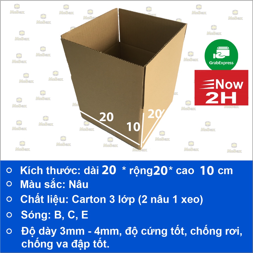 thùng hộp carton 20x20x10 trơn không in