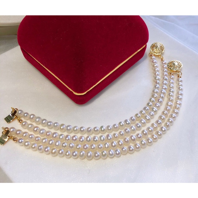 Vòng tay hạt đôi size 6-7ly màu trắng