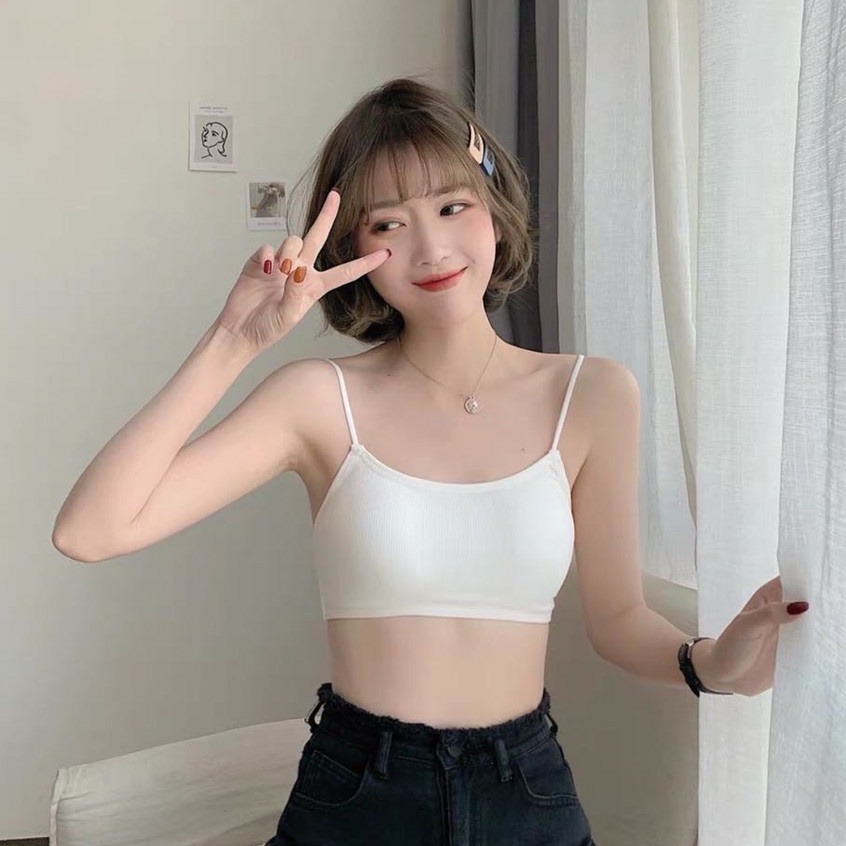 Áo Bra 2 Dây Cotton Không Gọng Sợi Bún Đan Chéo Dây Hở Lưng Có Mút Đệm Ngực Sexy Quyến Rũ YUKI STORE 266