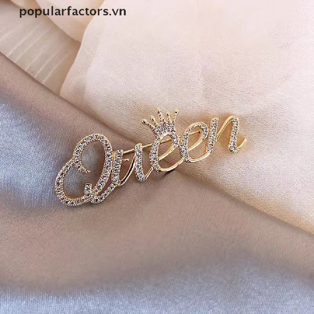 Ghim Cài Áo 2 Màu Hình Vương Miện Đính Đá Thời Trang