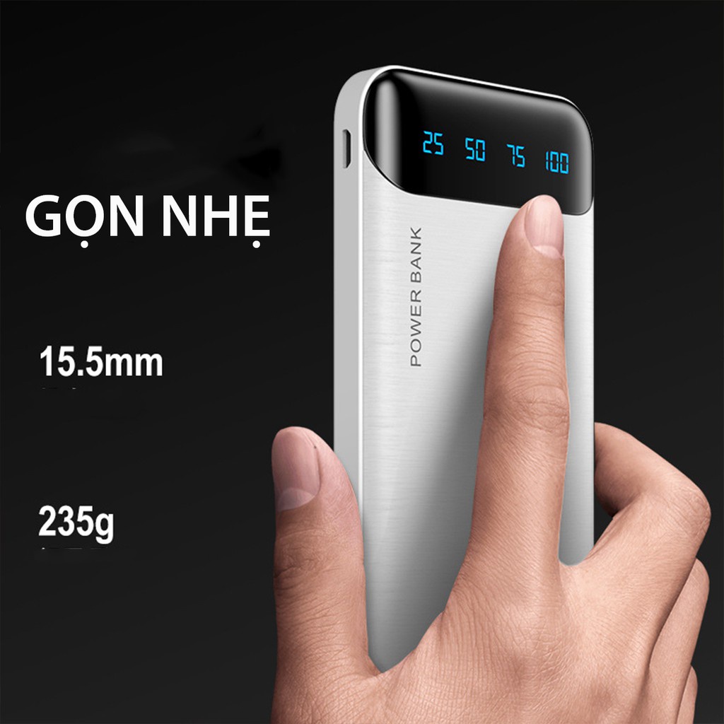 Sạc dự phòng 20000mAh/10000mAh WK tích hợp màn hình Led, Xiaomi hỗ trợ sạc nhanh, 2 Cổng Vào-Ra