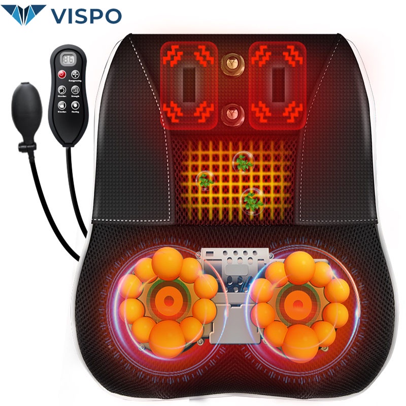 máy massage cổ lưng vai gáy Hồng ngoại 8 bi, gối matxa đa năng hiệu Vispo