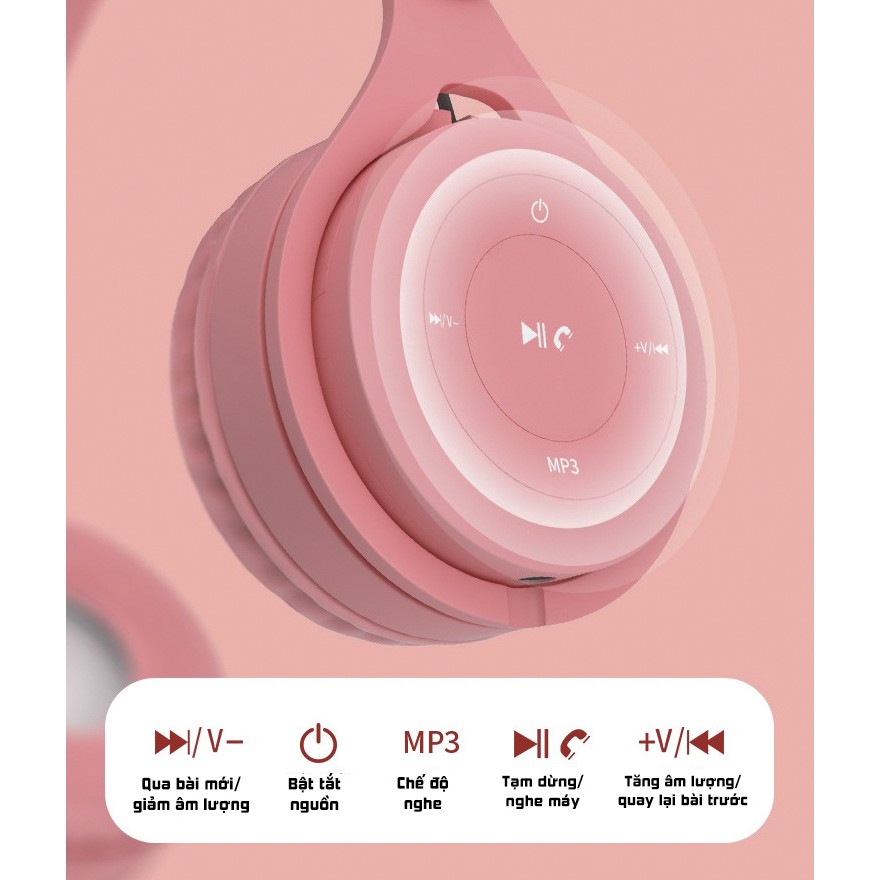 [Mã INCU50 giảm 50K đơn 250K] Tai nghe chụp tai bluetooth PKCBY08 Over ear tặng kèm jack 3.5mm - Hàng chính hãng