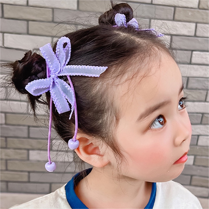 Dây Cột Tóc Co Giãn Đính Nơ Màu Kẹo Ngọt Dễ Thương Cho Bé Gái timetunnel