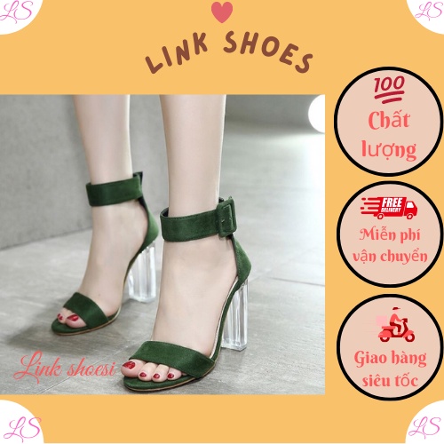 Giày sandal cao gót kiểu dáng gót thô phối da lộn sàng điệu shose_fashion13 TT28