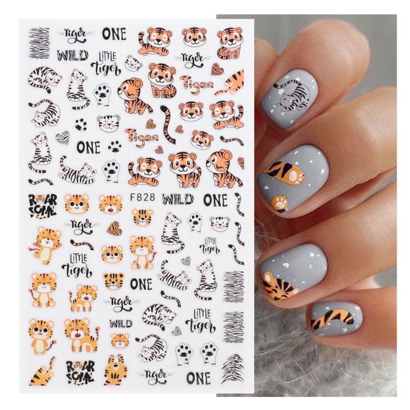 Miếng Dán Trang Trí Móng Tay Hình Năm Con Hổ Độc Đáo