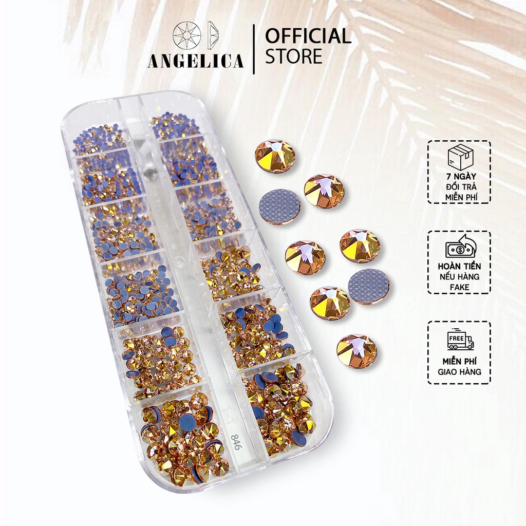 Đá Nail Chân Lưới 16 Khía Heaven Padparadscha Đính Trang Trí Móng ANGELICA 846