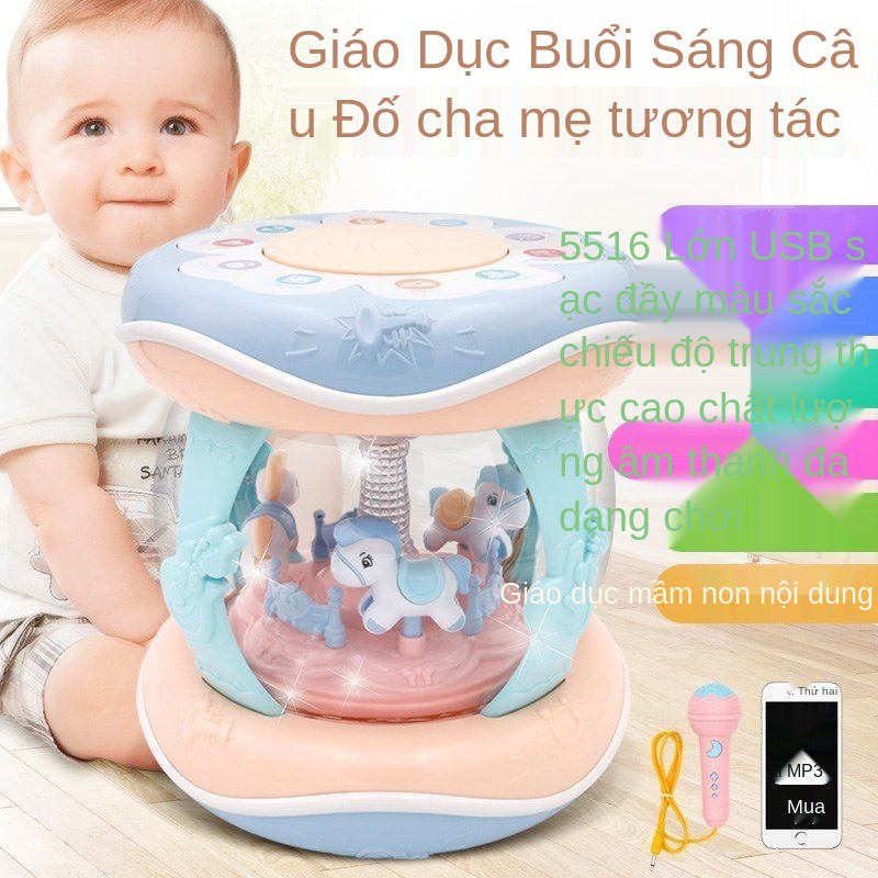 Đồ chơi trẻ em và trẻ em, trống lắc tay, trống vỗ, xếp hình giáo dục sớm 6-12 tháng, bé gái, bé trai 0-1-2 tuổi 3