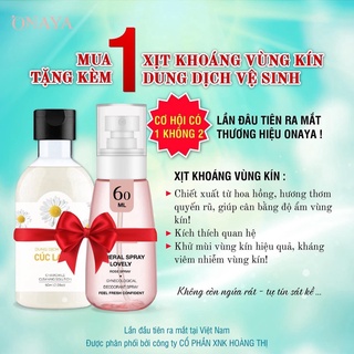Combo xịt khoáng khử mùi vùng kín onaya tặng một dung dịch vệ sinh phụ nữ cúc la mã