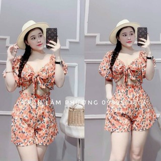 Jum lụa hoa nhí cột nơ ngực siêu xinh