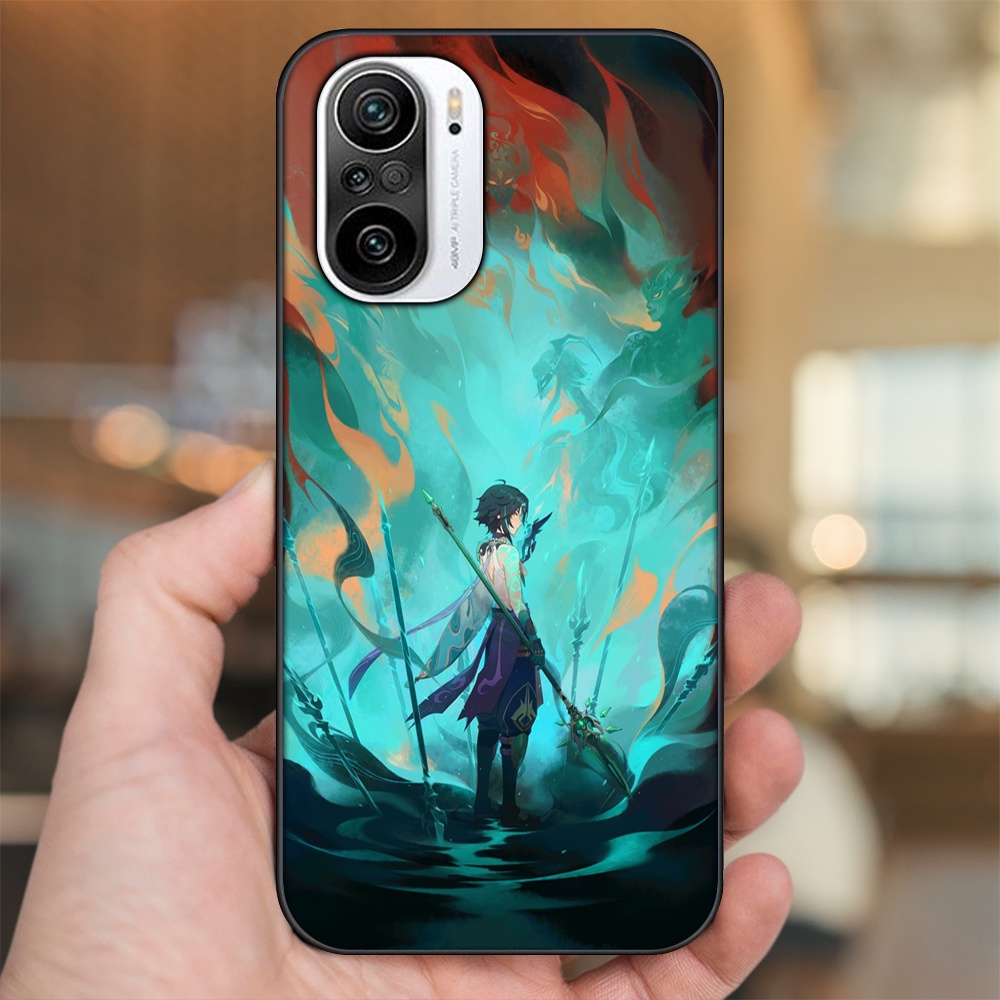 Ốp lưng Xiaomi K40 viền đen in hình Xiao Genshin Impact