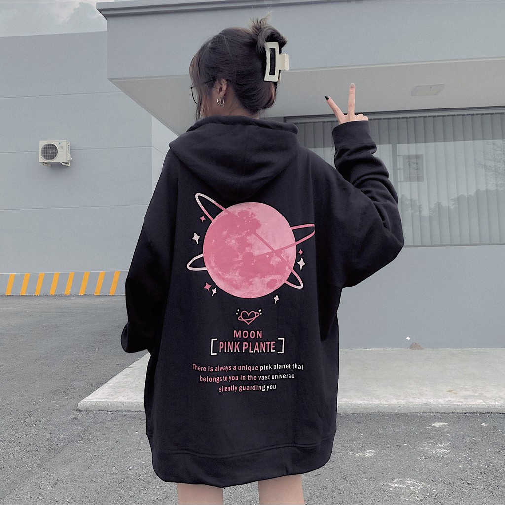 Áo Khoác Nỉ Bông MOPIE PLANTE Phối Dây Kéo Form Rộng Ulzzang (Ảnh Thật)