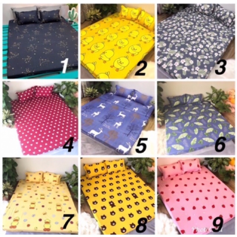 Ga gối cotton cotton bo chun, ga trải giường poly đủ size 1m2 đến 2m2 nhiều mầu (ib chọn mẫu)