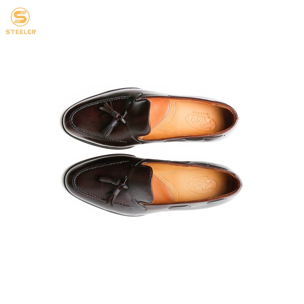 Giày Lười Cổ Thấp Nam Loafer Da Bò Màu Nâu Đỏ Phong Cách Lịch Lãm - Thương Hiệu Alain Shoemaker