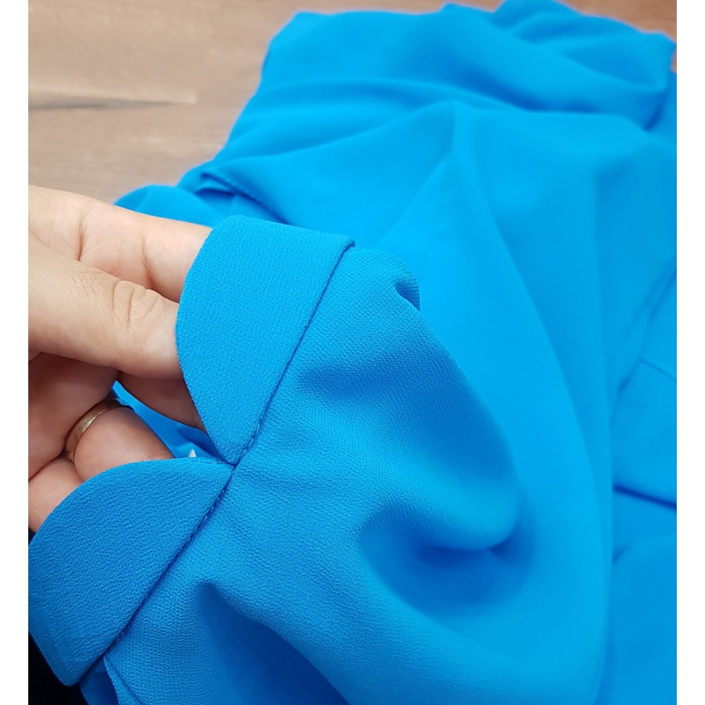 Áo Dài Truyền Thông Vải Chifon 4 Tà Màu Xanh Dương - Áo Dài Min | BigBuy360 - bigbuy360.vn