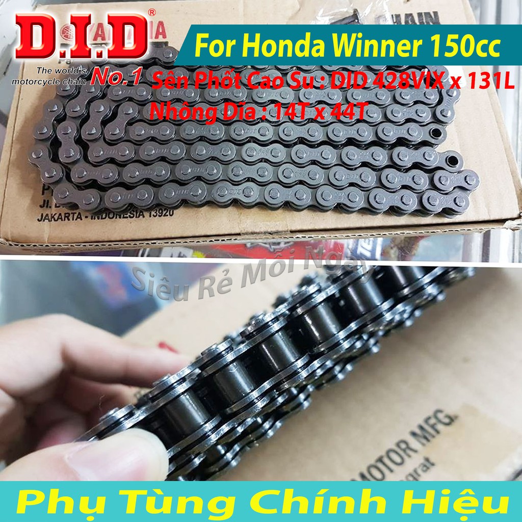 Bộ Nhông Sên Dĩa DID Winner, Sonic Sên Phốt Cao Su 131L TFX Thái Lan