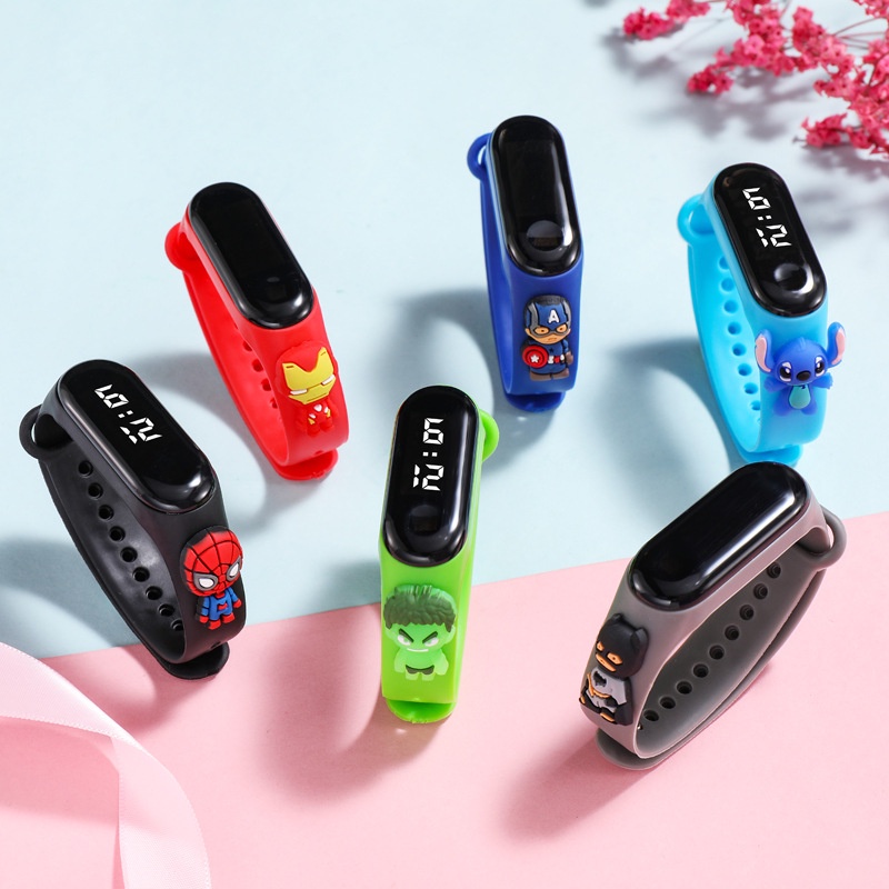 Đồng Hồ LED Điện Tử Chống Thấm Nước Hình Hoạt Hình Cho Bé