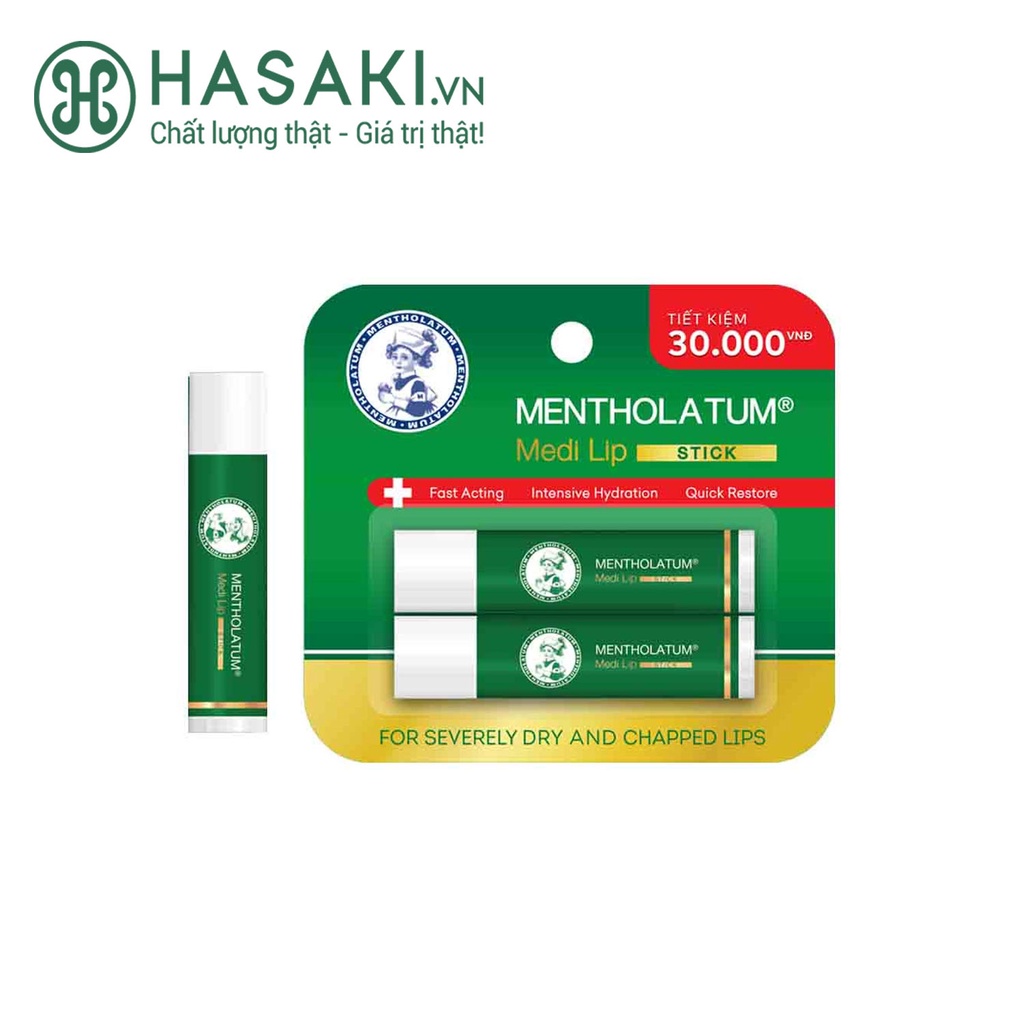Combo Son Dưỡng Rohto Chuyên Biêt Cho Môi Khô, Nứt Nẻ Mentholatum Medi Lip Stick 4.3gx2