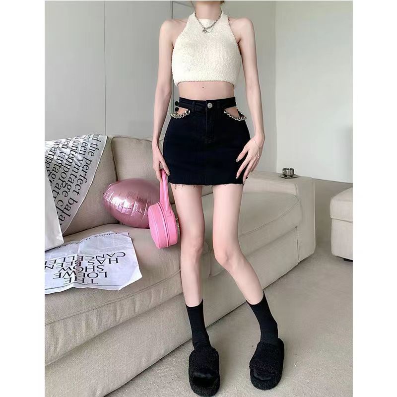 Chân váy jean Chữ A Màu Đen Thời Trang Mùa Hè Cho Nữ