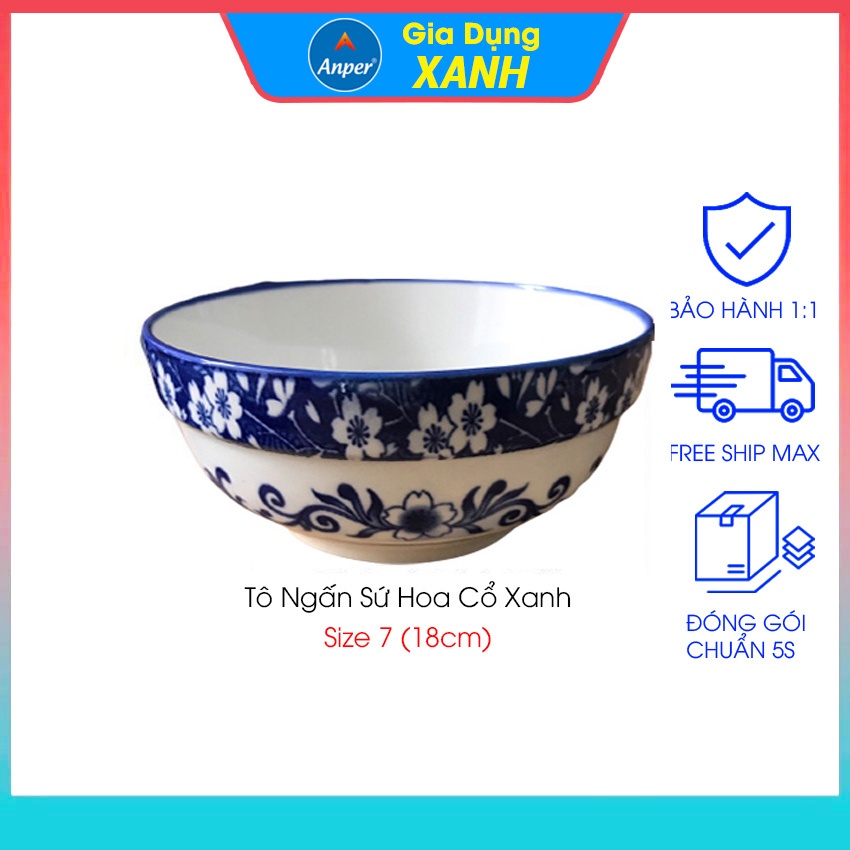 Combo 2 tô sứ 3 bát sứ ANPER ngấn dày 15cm18cm20cm  ăn cơm ăn mì ăn phở  chén dĩa dễ thương