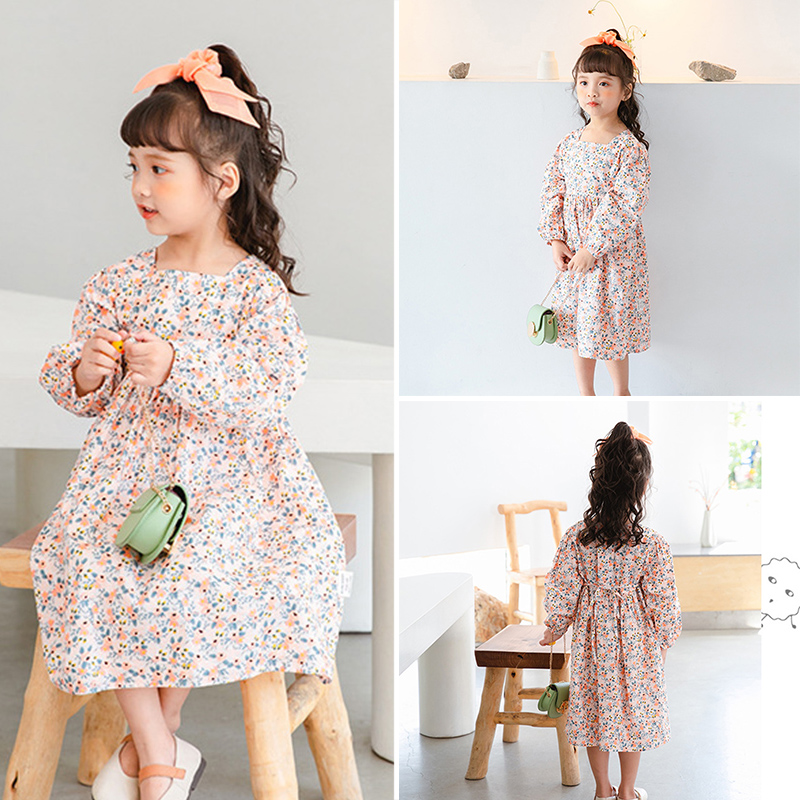 Đầm Hoa Tay Dài Xinh Xắn Dành Cho Bé Gái