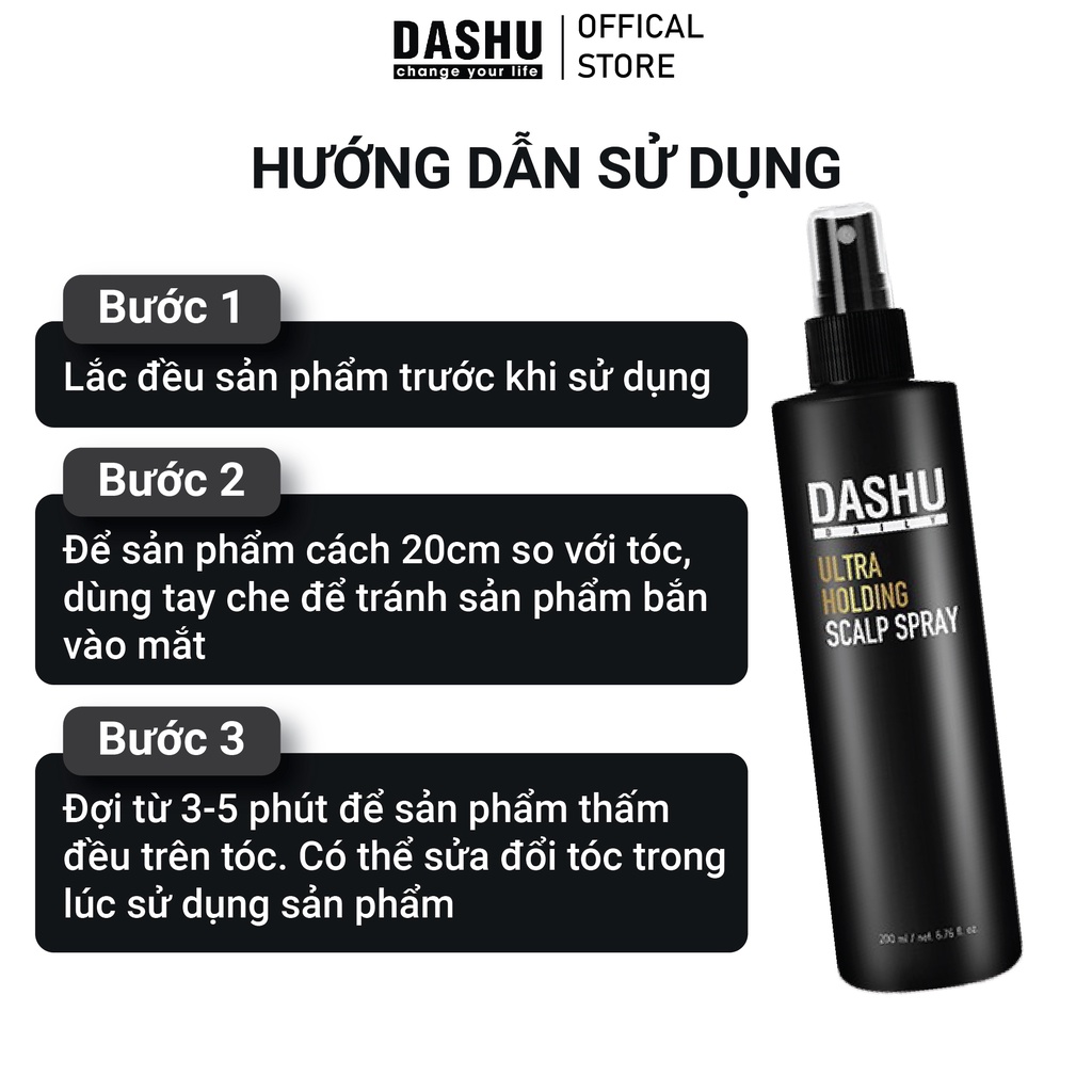 Chai Xịt tạo kiểu và cố định kiểu tóc cao cấp Dashu Daily Ultra Holding Scalp Spray 200ml