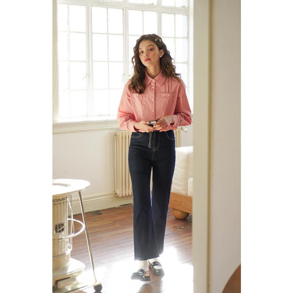 Áo Sơ Mi Dài Tay Phối Túi Đôi Thời Trang Mùa Xuân Dành Cho Nữ 61135